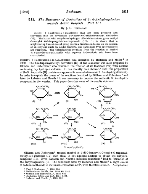 511. The behaviour of derivatives of 3 : 4-anhydrogalactose towards acidic reagents. Part II