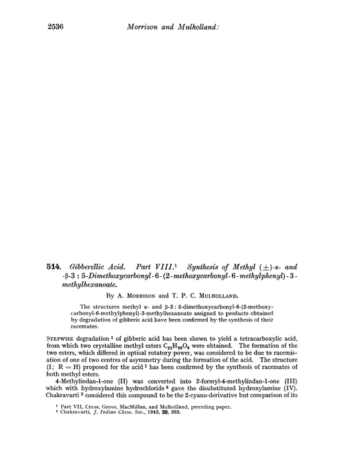 514. Gibberellic acid. Part VIII. Synthesis of methyl (±)-α- and -β-3 : 5-dimethoxycarbonyl-6-(2-methoxycarbonyl-6-methylphenyl)-3-methylhexanoate