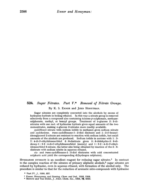 524. Sugar nitrates. Part V. Removal of nitrate groups