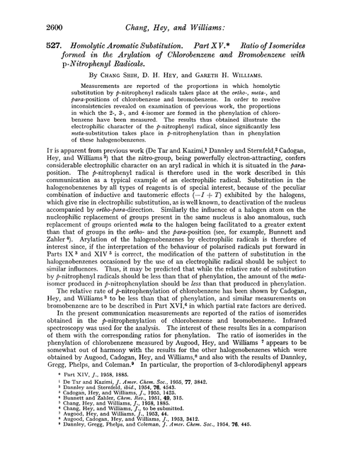 527. Homolytic aromatic substitution. Part XV. Ratio of isomerides formed in the arylation of chlorobenzene and bromobenzene with p-nitrophenyl radicals