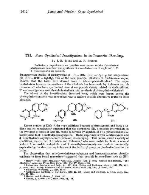 531. Some synthetical investigations in isocoumarin chemistry