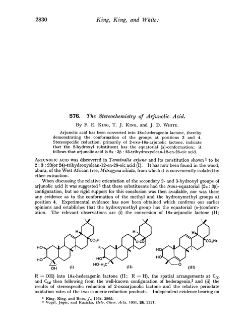 576. The stereochemistry of arjunolic acid