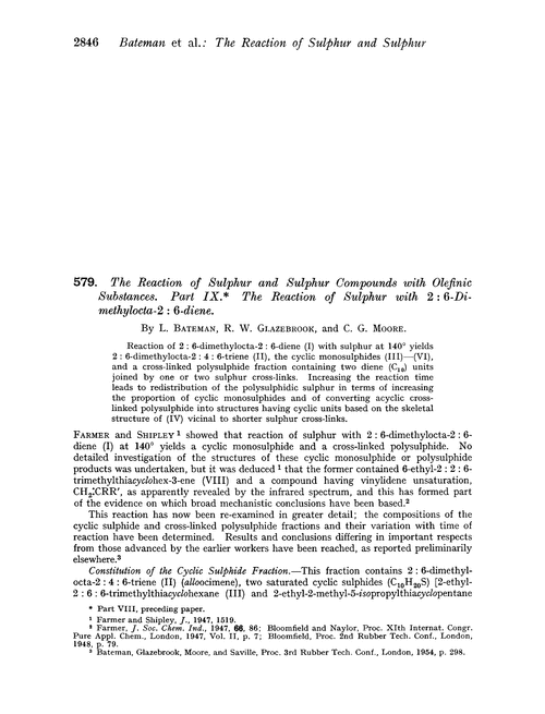 579. The reaction of sulphur and sulphur compounds with olefinic substances. Part IX. The reaction of sulphur with 2 : 6-dimethylocta-2 : 6-diene