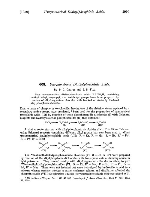 608. Unsymmetrical dialkylphosphinic acids