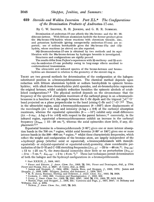 619. Steroids and walden inversion. Part XL. The configurations of the bromination products of androstan-17-one