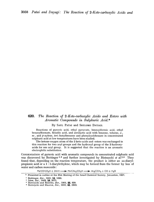 620. The reaction of 2-keto-carboxylic acids and esters with aromatic compounds in sulphuric acid