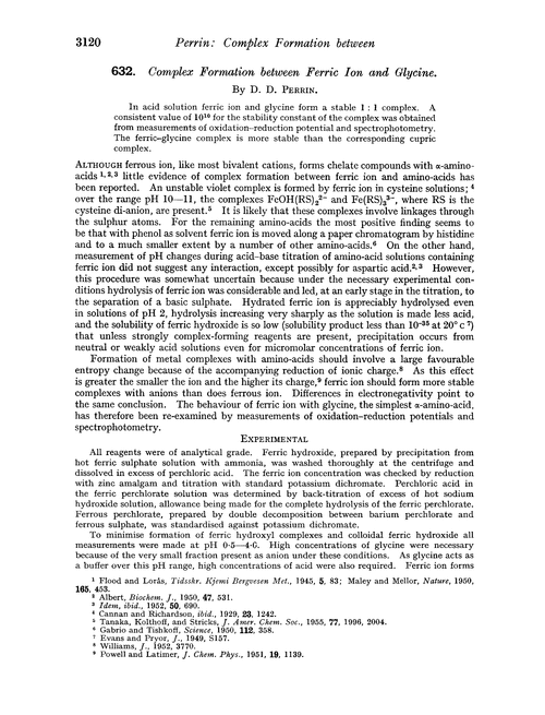 632. Complex formation between ferric ion and glycine