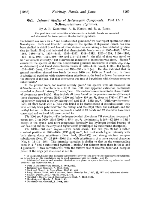 641. Infrared studies of heterocyclic compounds. Part III. 3-Monosubstituted pyridines