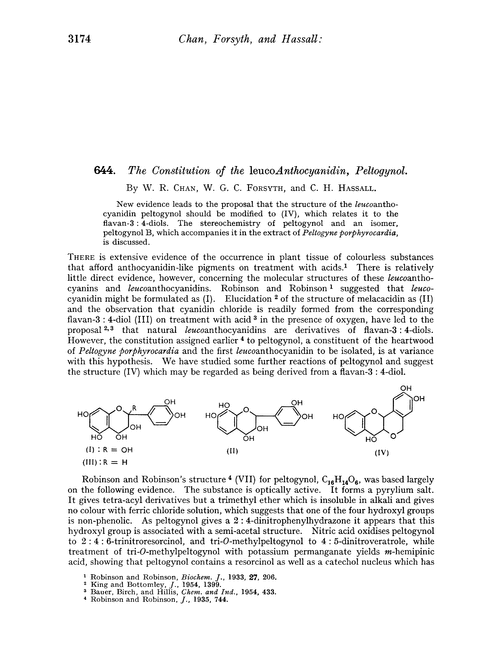 644. The constitution of the leucoanthocyanidin, peltogynol