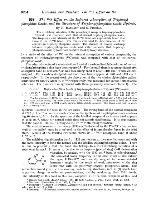 668. The 18O effect on the infrared absorption of triphenylphosphine oxide, and the structure of triphenylphosphine oxide hydrate