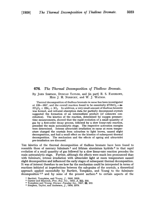 676. The thermal decomposition of thallous bromate