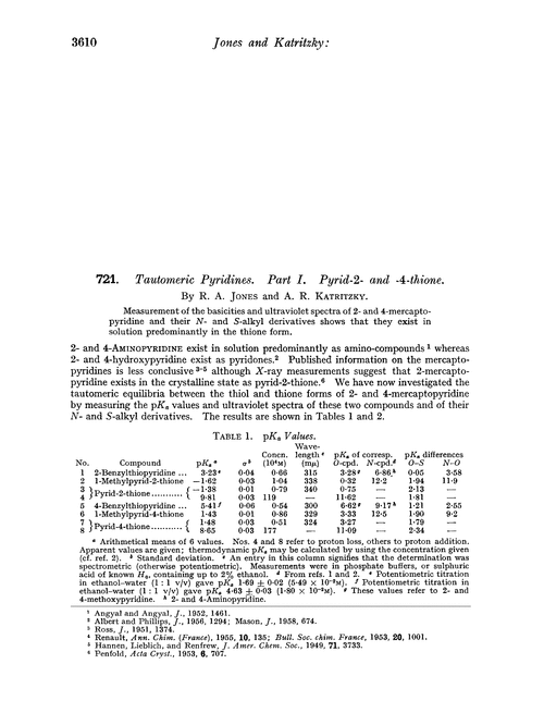 721. Tautomeric pyridines. Part I. Pyrid-2- and -4-thione