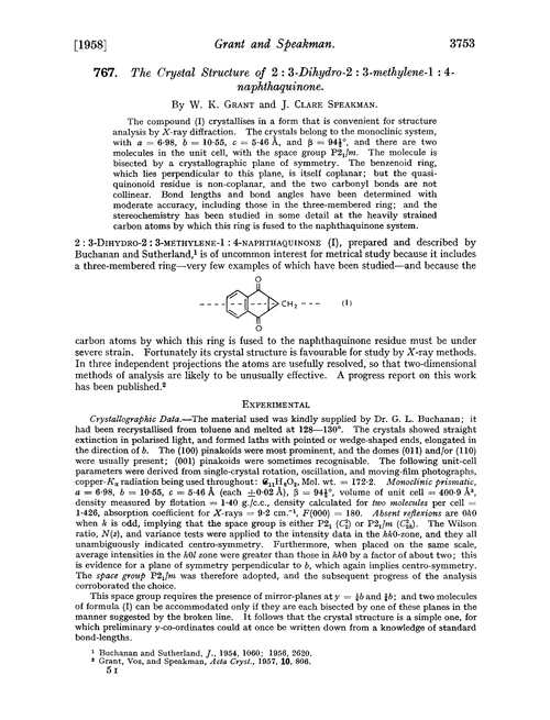 767. The crystal structure of 2 : 3-dihydro-2 : 3-methylene-1 : 4-naphthaquinone