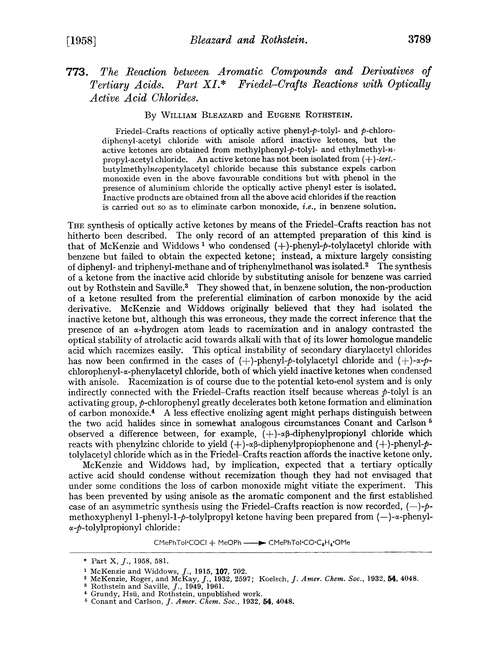 773. The reaction between aromatic compounds and derivatives of tertiary acids. Part XI. Friedel–Crafts reactions with optically active acid chlorides