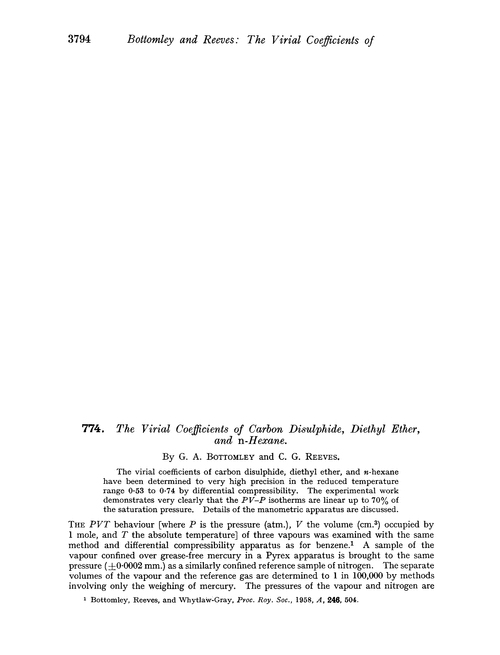 774. The virial coefficients of carbon disulphide, diethyl ether, and n-hexane