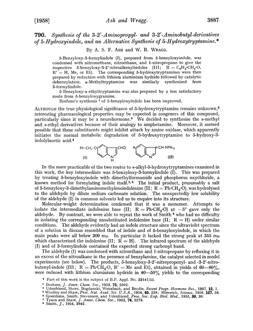 790. Synthesis of the 3-2′-aminopropyl- and 3-2′-aminobutyl-derivatives of 5-hydroxyindole, and an alternative synthesis of 5-hydroxytryptamine