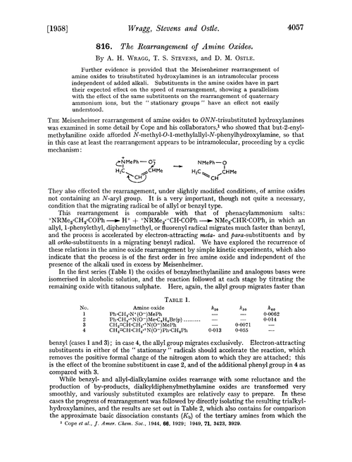 816. The rearrangement of amine oxides