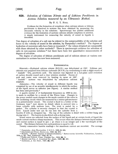 828. Solvation of calcium nitrate and of lithium perchlorate in acetone solution measured by an ultrasonic method