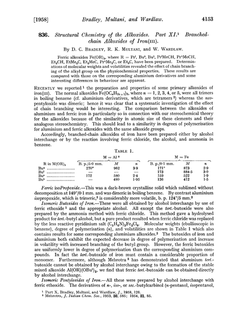 836. Structural chemistry of the alkoxides. Part XI. Branchedchain alkoxides of iron(III)