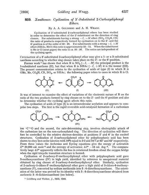 859. Xanthones: cyclisation of 3′-substituted 2-carboxydiphenyl ethers