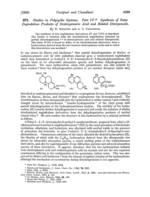 871. Studies in polycyclic systems. Part IV. Synthesis of some degradation products of dextropimaric acid and related diterpenoids
