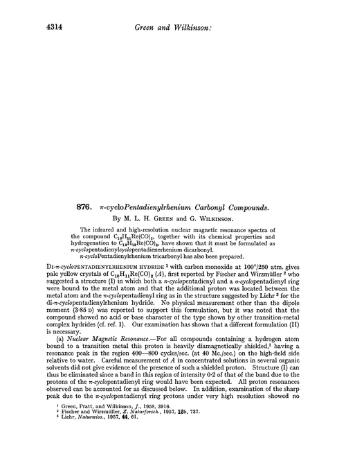876. π-cycloPentadienylrhenium carbonyl compounds