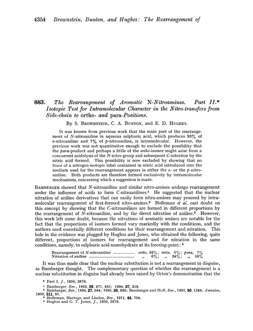 883. The rearrangement of aromatic N-nitroamines. Part II. Isotopic test for intramolecular character in the nitro-transfers from side-chain to ortho- and para-positions