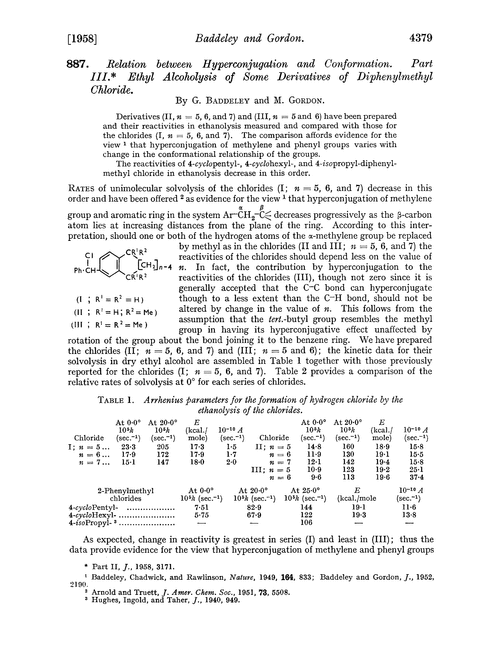 887. Relation between hyperconjugation and conformation. Part III. Ethyl alcoholysis of some derivatives of diphenylmethyl chloride