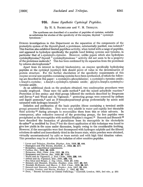 916. Some synthetic cysteinyl peptides