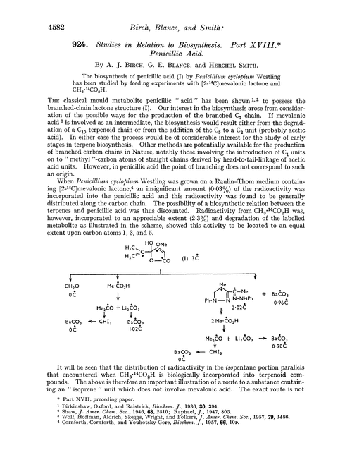 924. Studies in relation to biosynthesis. Part XVIII. Penicillic acid