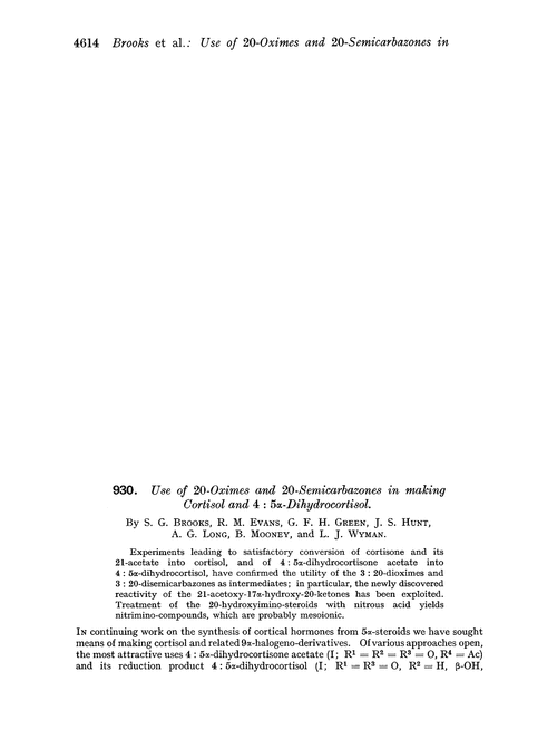 930. Use of 20-oximes and 20-semicarbazones in making cortisol and 4 : 5α-dihydrocortisol