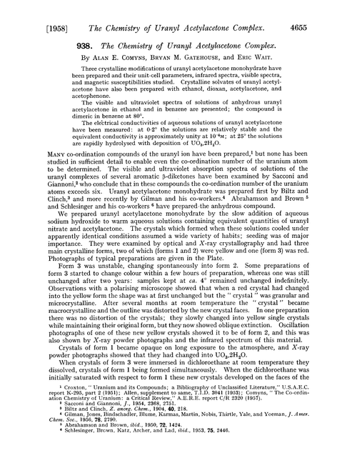 938. The chemistry of uranyl acetylacetone complex
