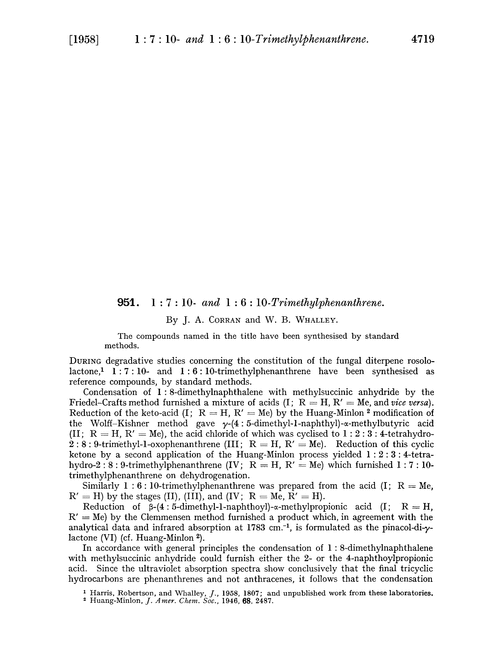951. 1 : 7 : 10- and 1 : 6 : 10-Trimethylphenanthrene