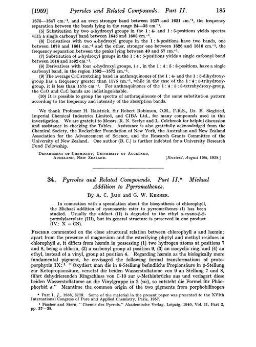 34. Pyrroles and related compounds. Part II. Michael addition to pyrromethenes