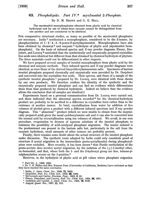 63. Phospholipids. Part IV. Myoinositol 2-phosphate