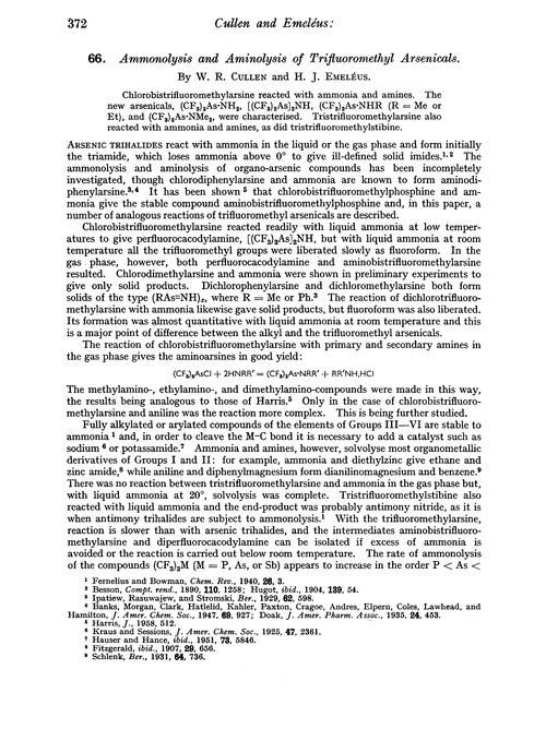 66. Ammonolysis and aminolysis of trifluoromethyl arsenicals