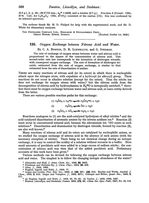 116. Oxygen exchange between nitrous acid and water
