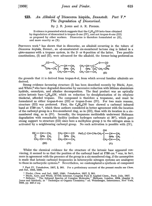 123. An alkaloid of dioscorea hispida, dennstedt. Part V. The degradation of dioscorinol