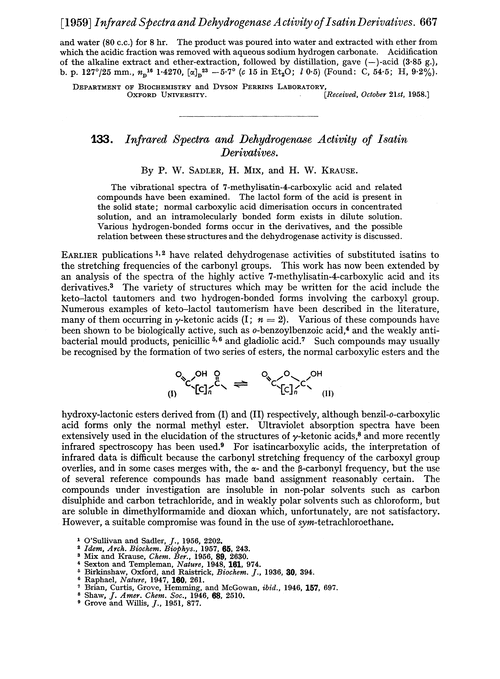 133. Infrared spectra and dehydrogenase activity of isatin derivatives