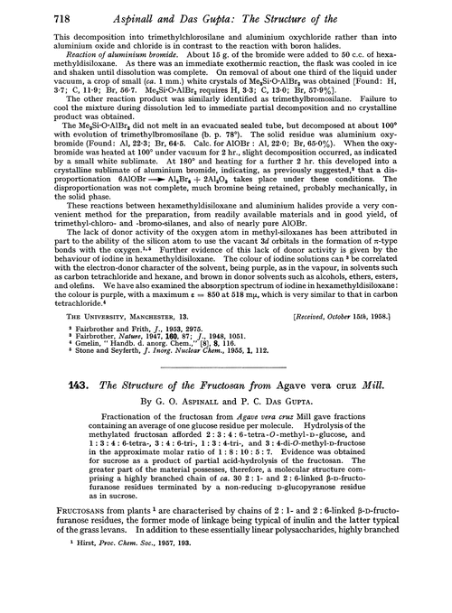 143. The structure of the fructosan from Agave vera cruz Mill