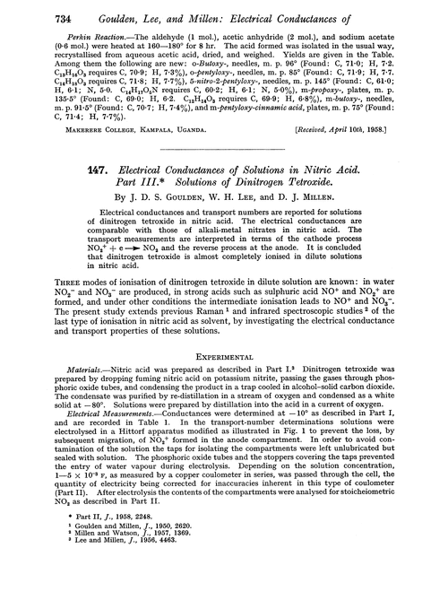 147. Electrical conductances of solutions in nitric acid. Part III. Solutions of dinitrogen tetroxide