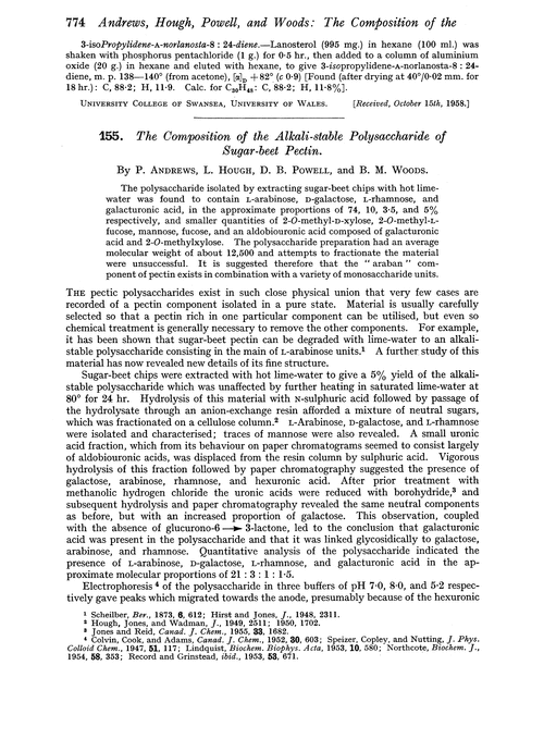 155. The composition of the alkali-stable polysaccharide of sugar-beet pectin