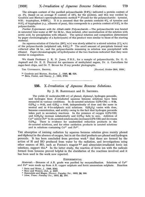 156. X-irradiation of aqueous benzene solutions