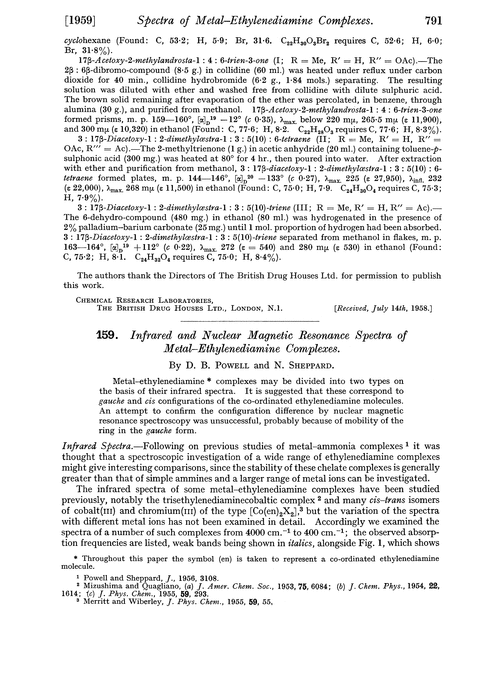 159. Infrared and nuclear magnetic resonance spectra of metal–ethylenediamine complexes