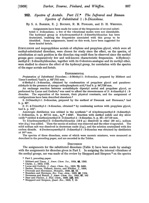 162. Spectra of acetals. Part II. The infrared and Raman spectra of substituted 1 : 3-dioxolans