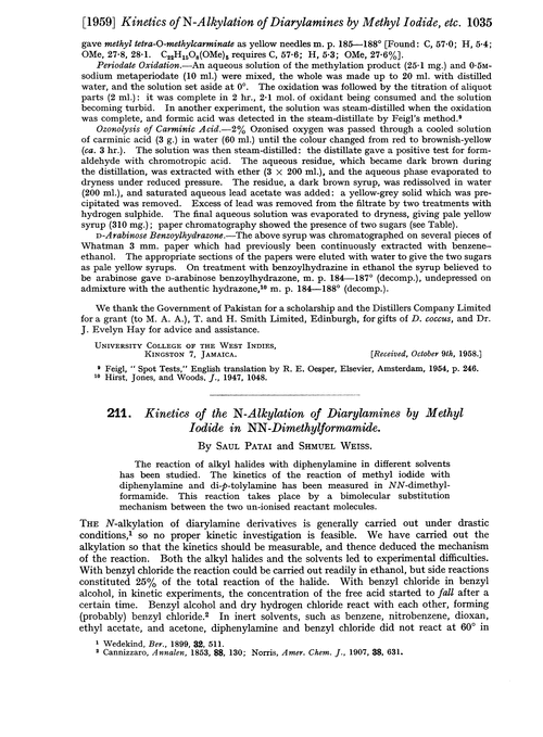 211. Kinetics of N-alkylation of diarylamines by methyl iodide in NN-dimethylformamide