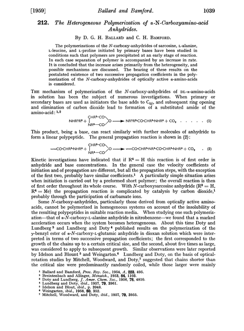 212. The heterogeneous polymerization of α-N-carboxyamino-acid anhydrides