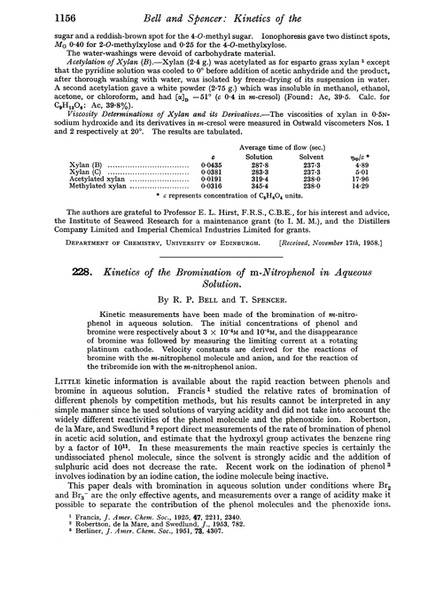 228. Kinetics of the bromination of m-nitrophenol in aqueous solution