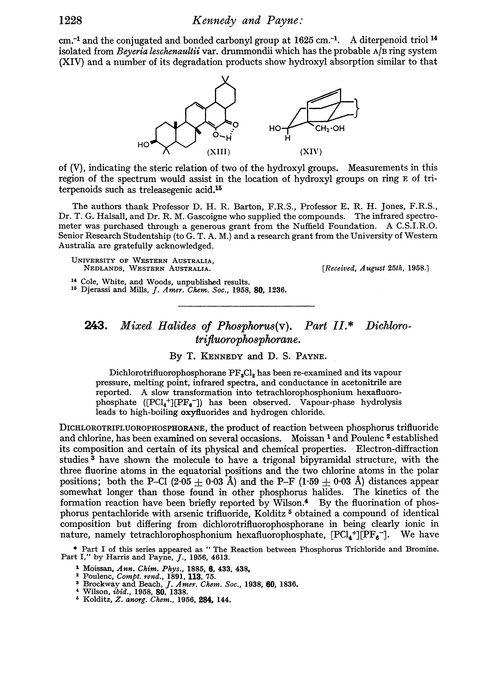 243. Mixed halides of phosphorus(V). Part II. Dichlorotrifluorophosphorane