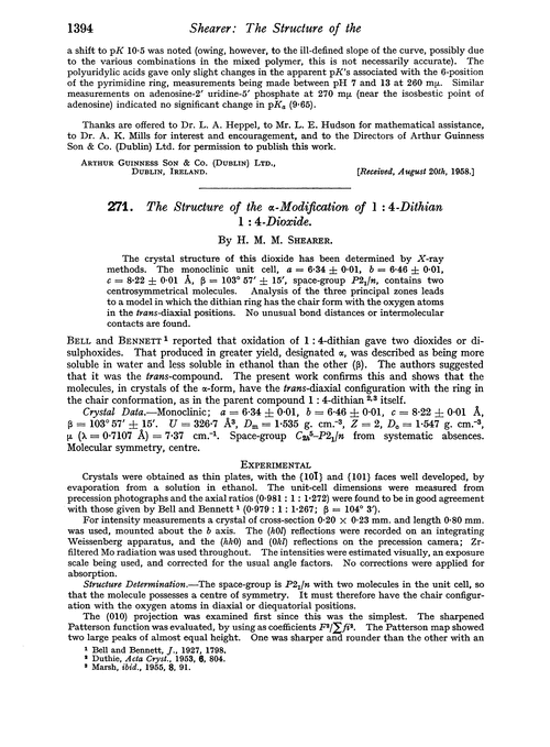 271. The structure of the α-modification of 1 : 4-dithian 1 : 4-dioxide